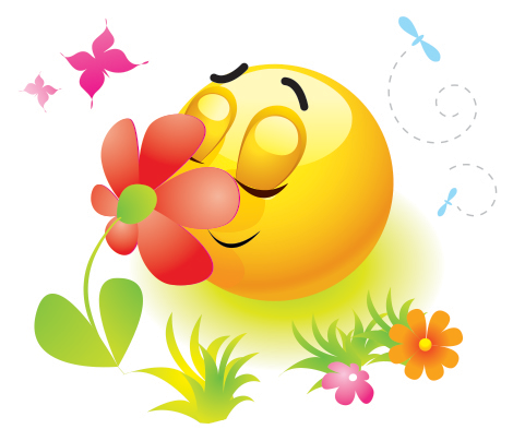Smiley nez dans les fleurs